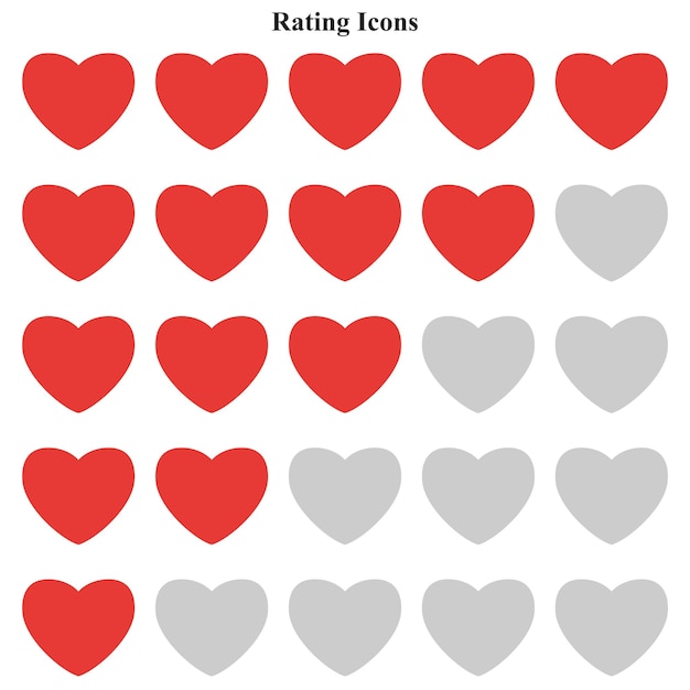 Rating made of red hearts low and high