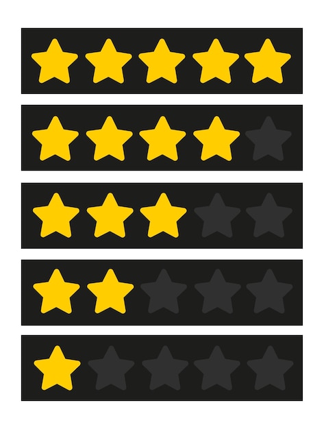 Rating star Set of rating yellow stars Vector icon