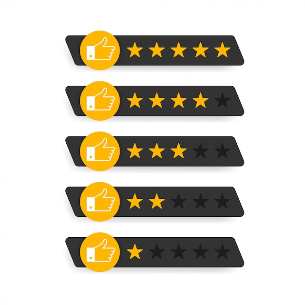 Vector rating stars badges on white