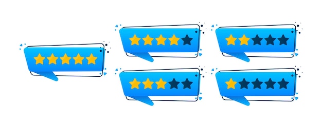 Rating sterren badges op een witte achtergrond. Vector illustratie.