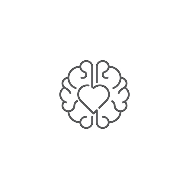 Vector rational love brain heart vector logo icon template