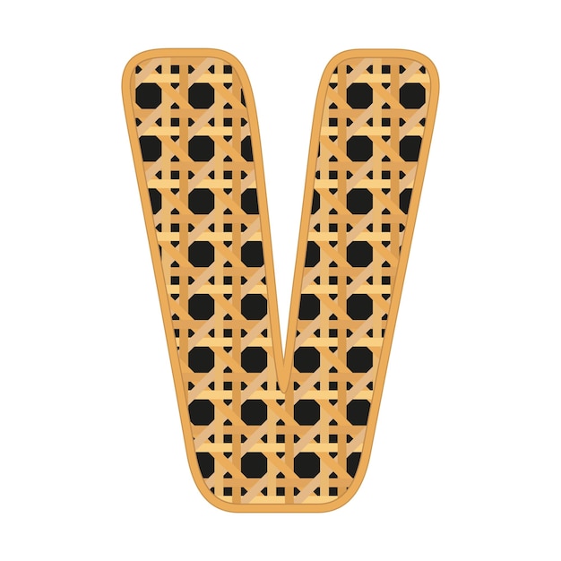 Vector rattan cane webbing letter v