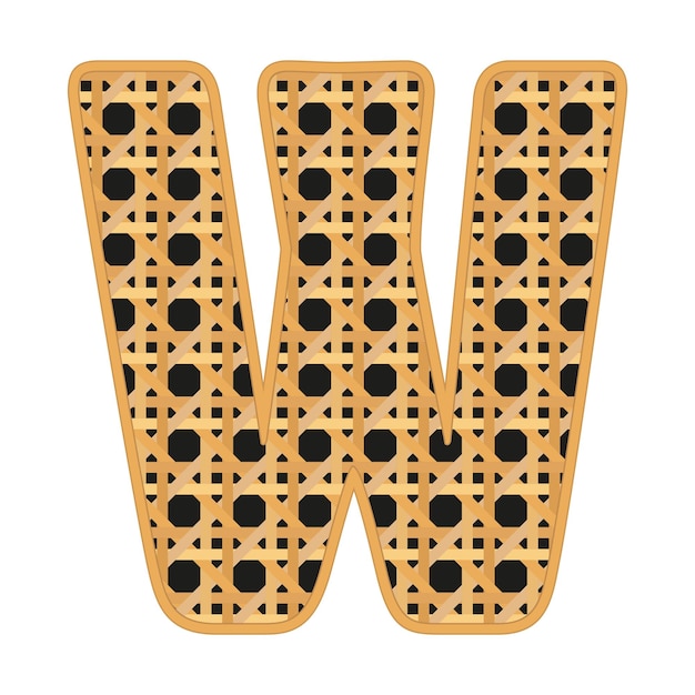 Vector rattan cane webbing letter w