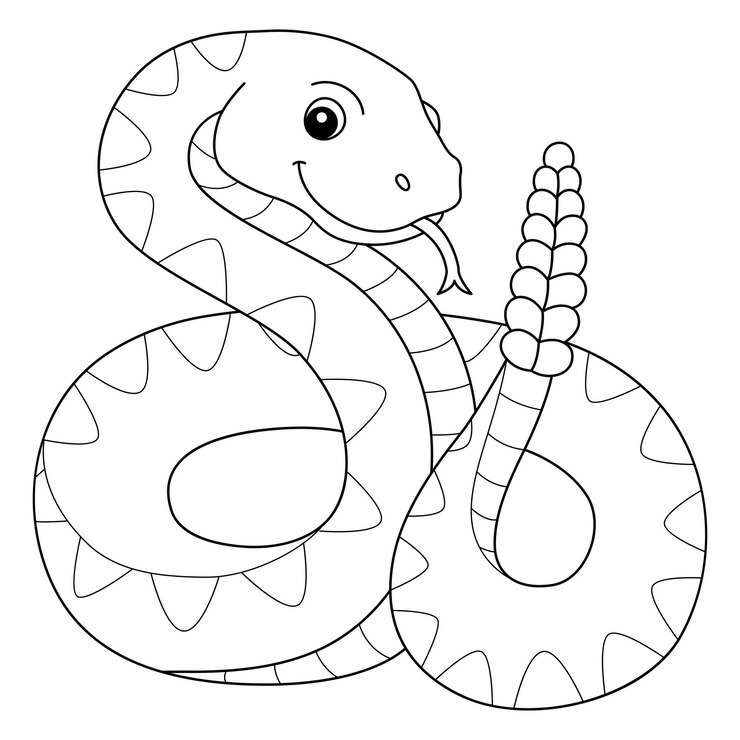 Vector rattlesnake animal isolated coloring page for kids