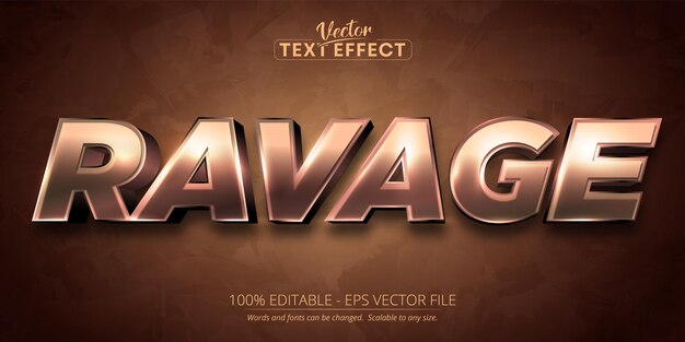 Vector ravage text, cartoon style editable text effect