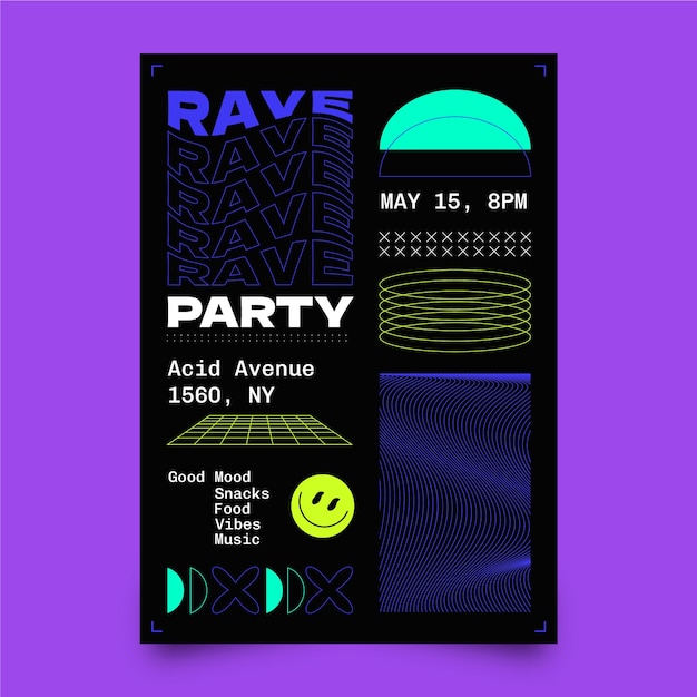 Vector rave party poster design