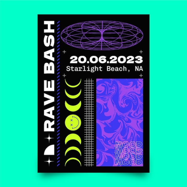 Rave party poster design