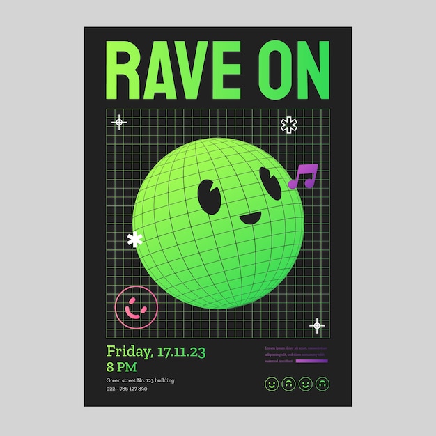 Rave party poster design