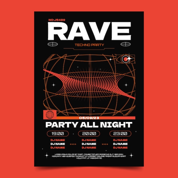 Rave party poster template