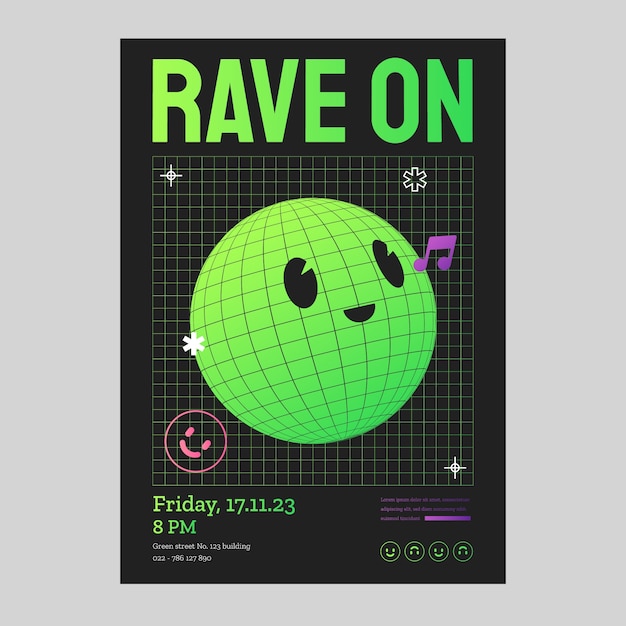 Vector rave party posterontwerp
