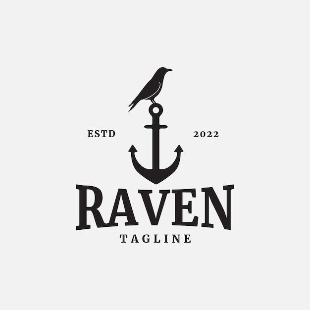 Raven bird logo design vector illustration icon symbol