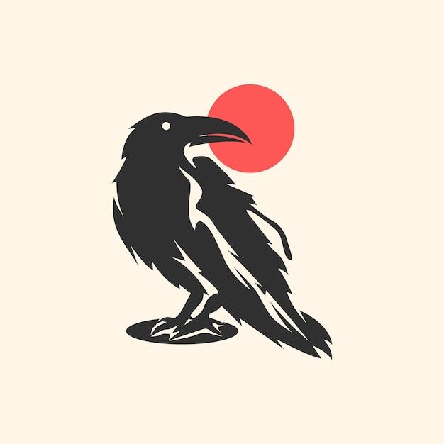 Raven bird logo design vector