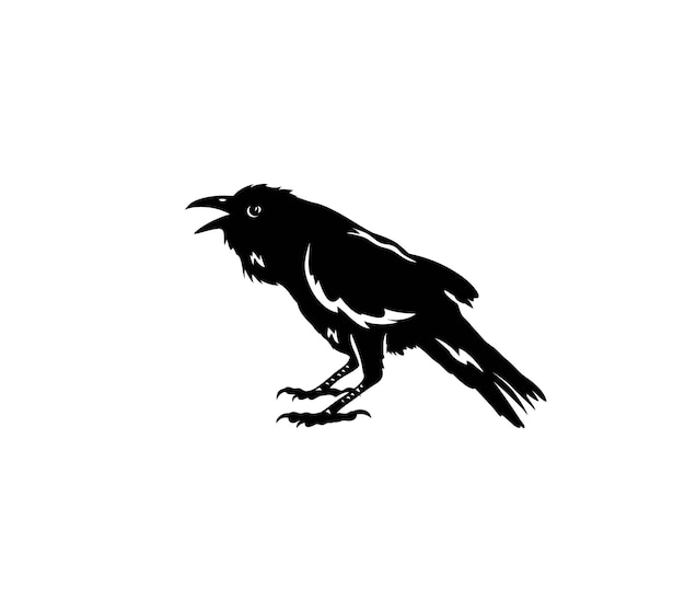 Vettore disegno vettoriale di arte raven bird silhouette