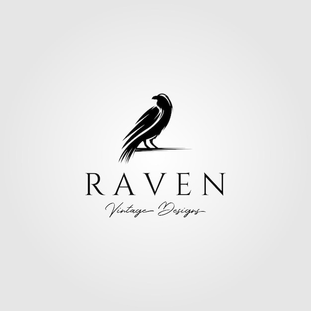 Raven or crow bird logo vector illustration design