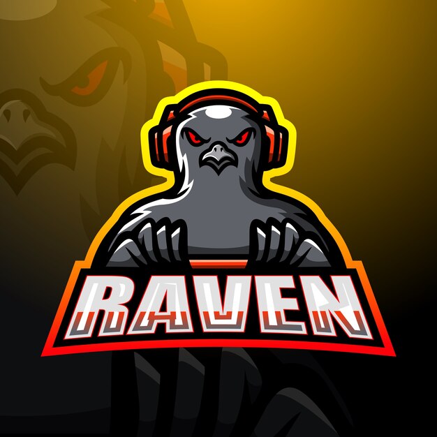 Raven game player esport mascot illustration