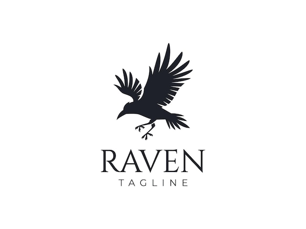 raven logo vector icon illustration crow logo template