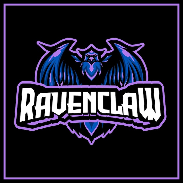 Талисман логотипа raven или crow flying e sport