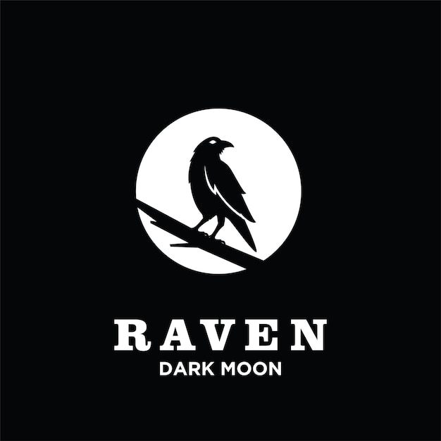 Raven pine tree embleemontwerp pictogram