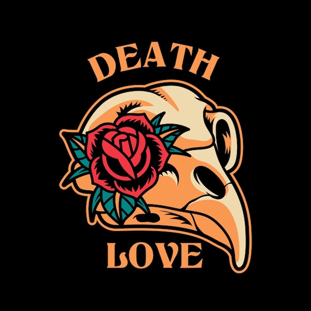 Вектор raven skull and rose vector art иллюстрация на изолированном фоне