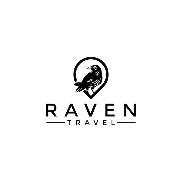 Modello di progettazione del logo di viaggio del corvo