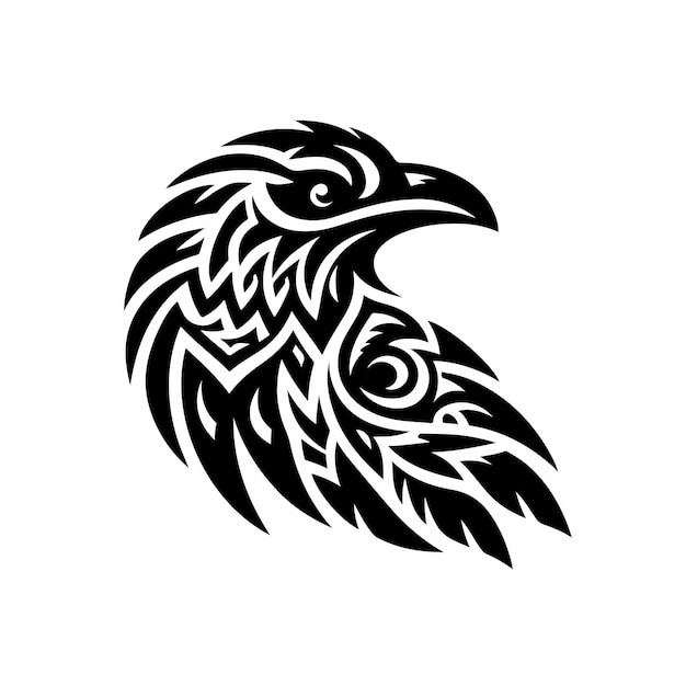 Raven tribal tattoo logo icon design