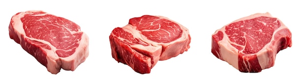 Vector raw beef stake vector set