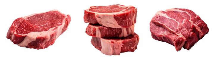 Raw beef stake vector set