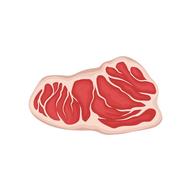 Raw beef tenderloin fresh meat organic farm product flat vector element for menu of butcher shop