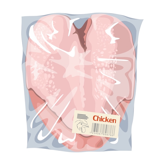 プラスチックの透明な包装の生の鶏の胸肉