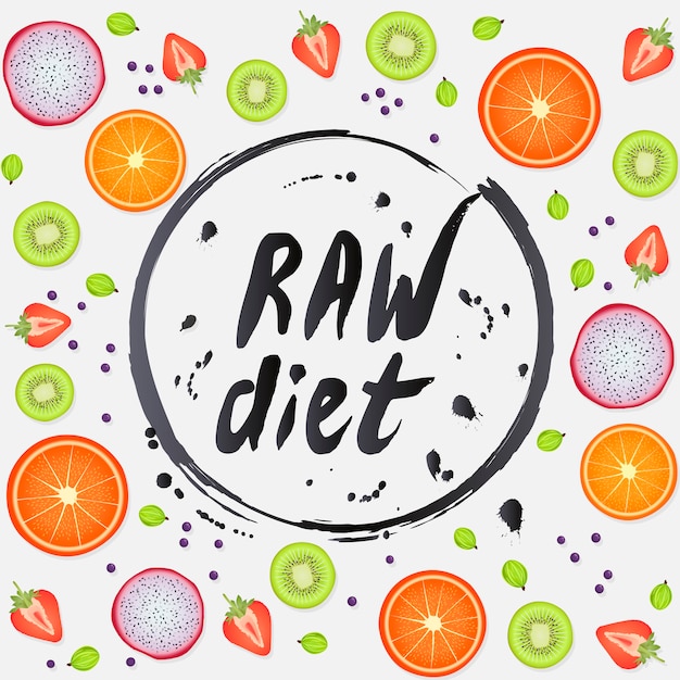 Raw diet healthy food lettering