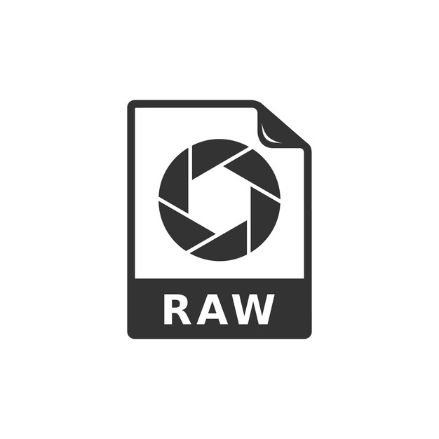Raw file format icon in black and white
