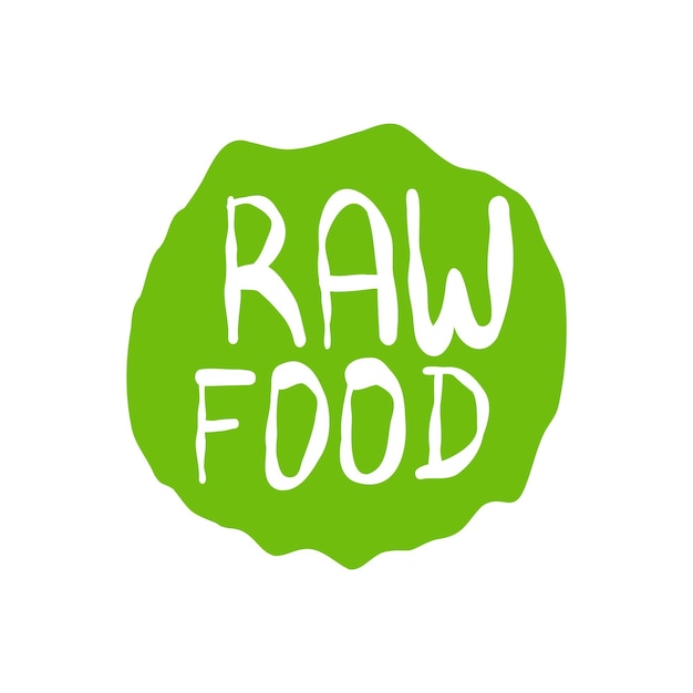 Raw food eco organic labels bio ecology vegan badge hand drawn vector healthy food icon