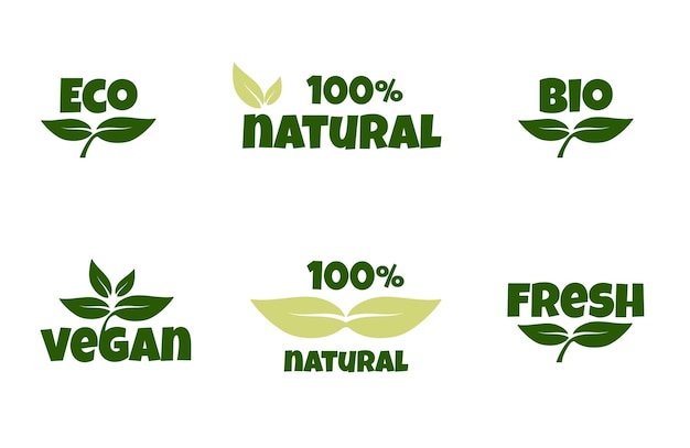 Raw Healthy Food Badge tag for Cafe Restaurants and Packaging Natural eco bio veganfresh Lettering