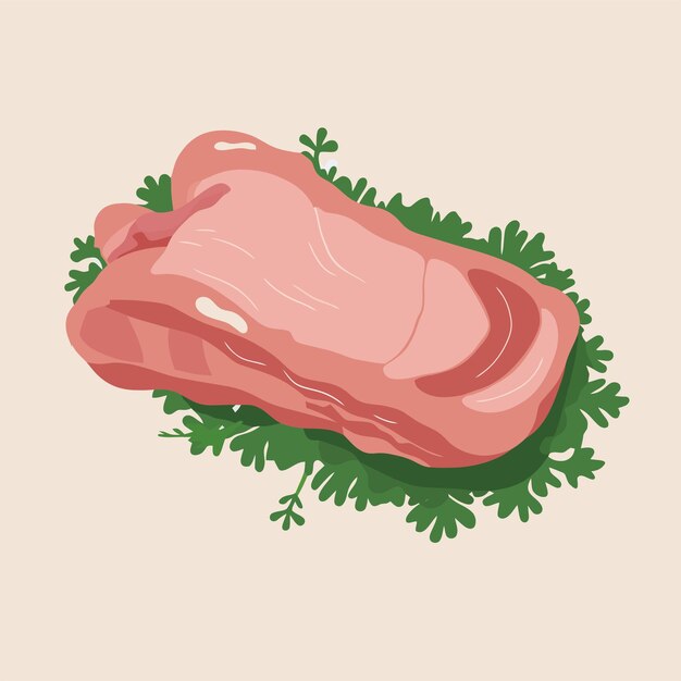 Raw meat for steak flat vector