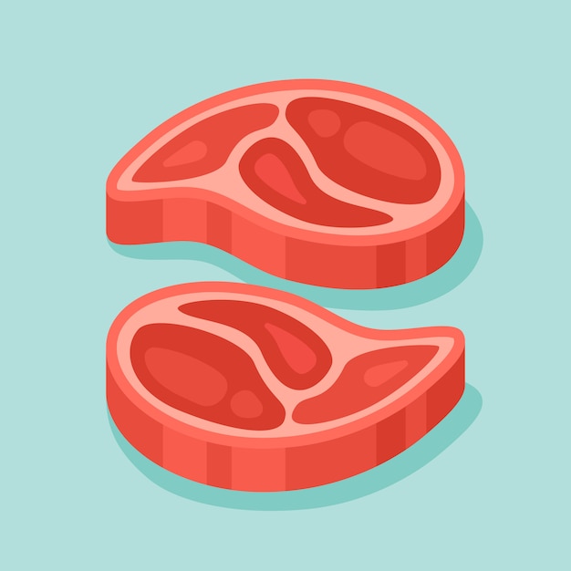 Raw meat steaks illustration.