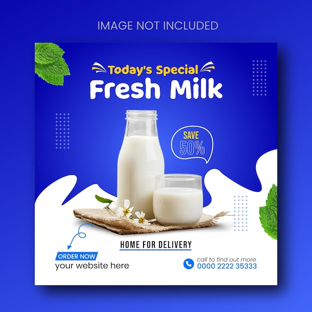 raw milk best product black friday sale social media instagram post template design