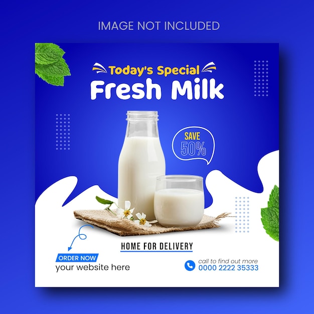 Raw milk best product black friday sale social media instagram post template design