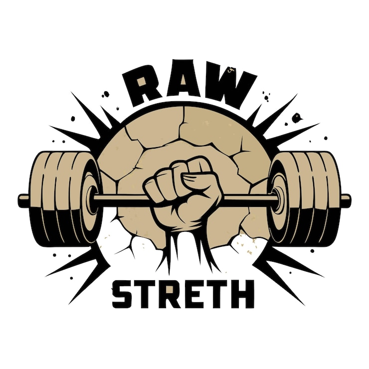Vector raw strength weightlifting logo voor gym en fitness