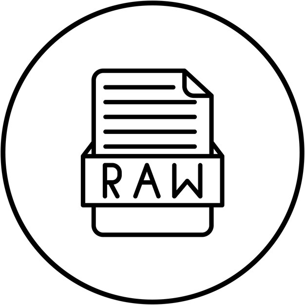 Икона вектора RAW может быть использована для набора икон форматов файлов