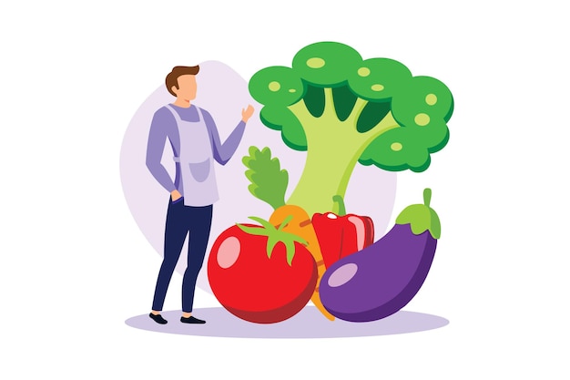 Raw veganism flat modern design illustration