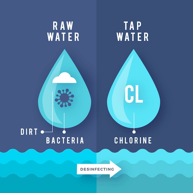 Vector raw water disinfected with chlorine