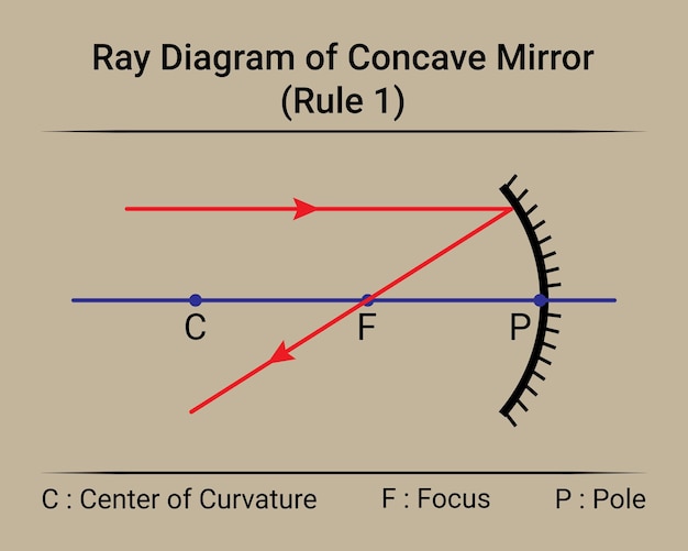 Ray diagram of concave mirror rule 1