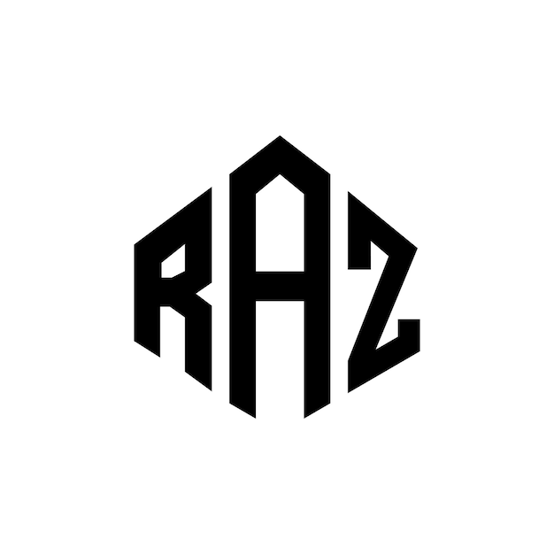 RAZ буквенный дизайн логотипа с многоугольной формой RAZ многоугольная и кубическая форма дизайна логотипа RAZ шестиугольный векторный шаблон логотипа белые и черные цвета RAZ монограмма бизнес и логотип недвижимости