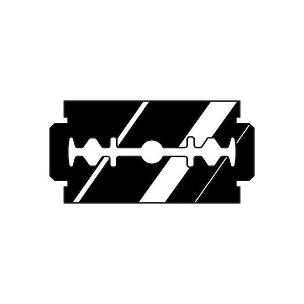 Очертания вектора лезвия бритвы черный EPS 10 Инструмент для бритья в стиле ретро плоская иллюстрация Концепция предметов гигиены Логотип парикмахерской Старый острый стальной клинок опасный символ Изолированный на белом