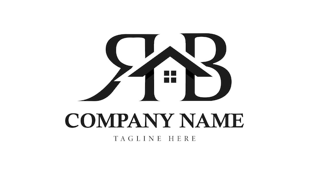 RB onroerend goed huis of huis brief logo ontwerpsjabloon