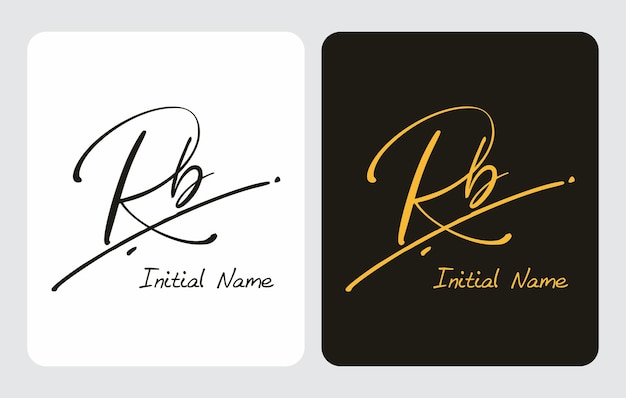 Rb R b initieel handschrift Rb initieel handschrift handtekening logo sjabloon vector hand belettering