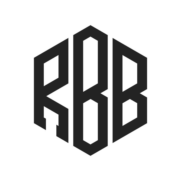 RBB ロゴ デザイン イニシャルレター RBB モノグラム ロゴ ヘクサゴン形