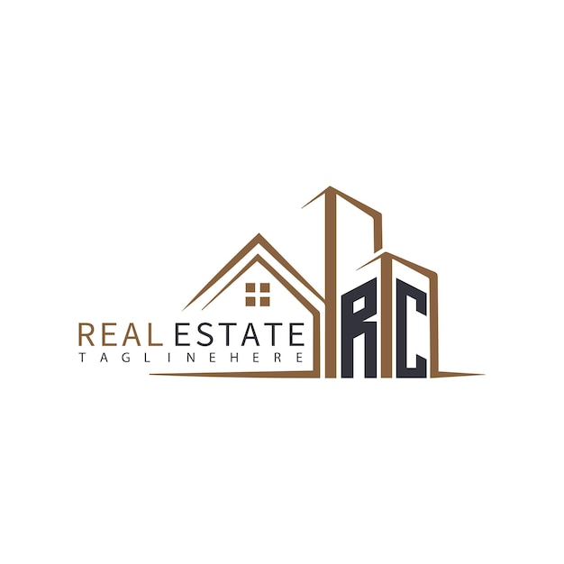 RC initial monogram logo for real estate with home shape creative design