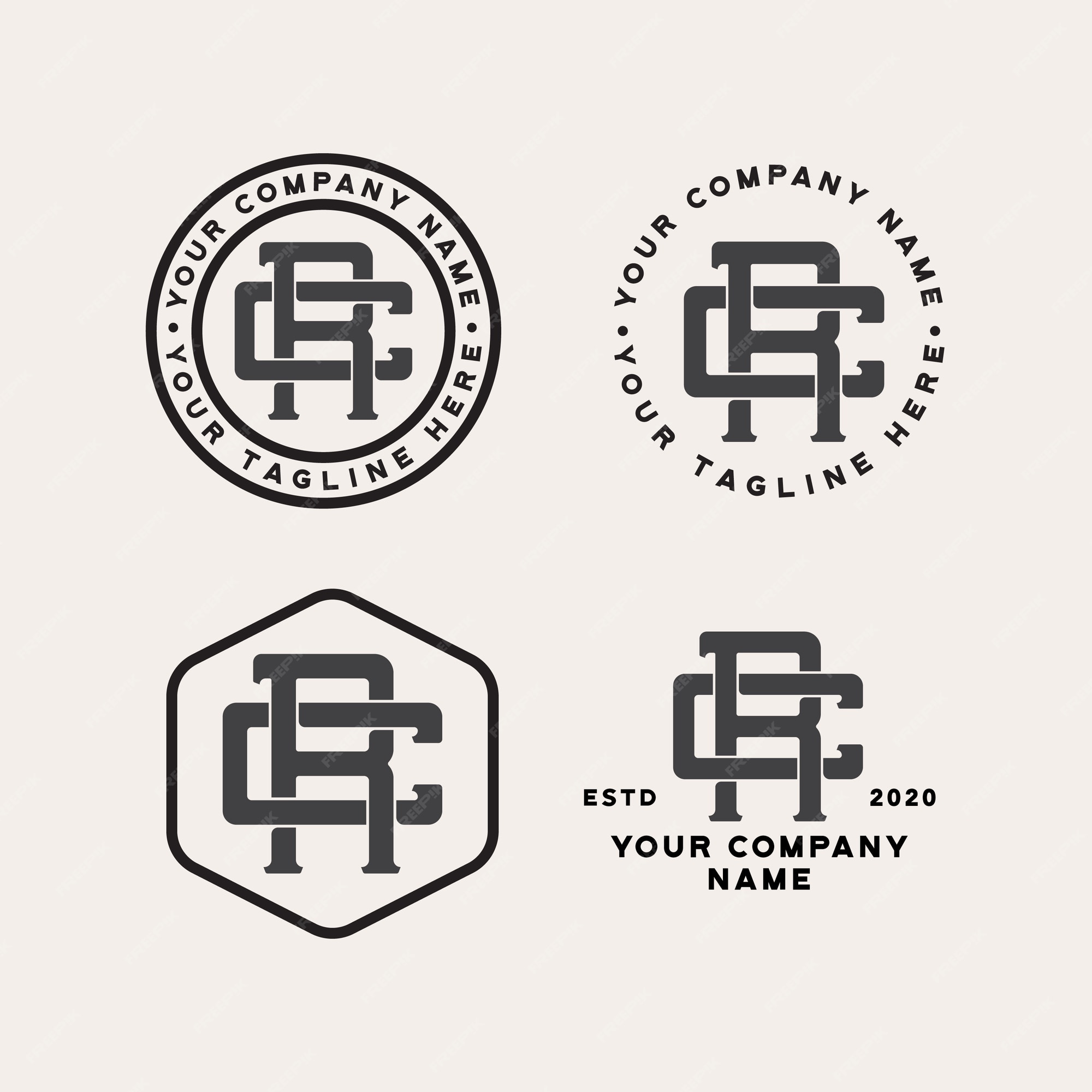 Premium Vector | Rc monogram logo vintage isolated on white