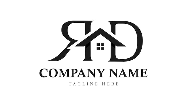 RD不動産の家または家の手紙のロゴのデザインテンプレート